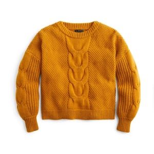 NWT J. Crew Cable Knit Balloon Sleeve Swea…